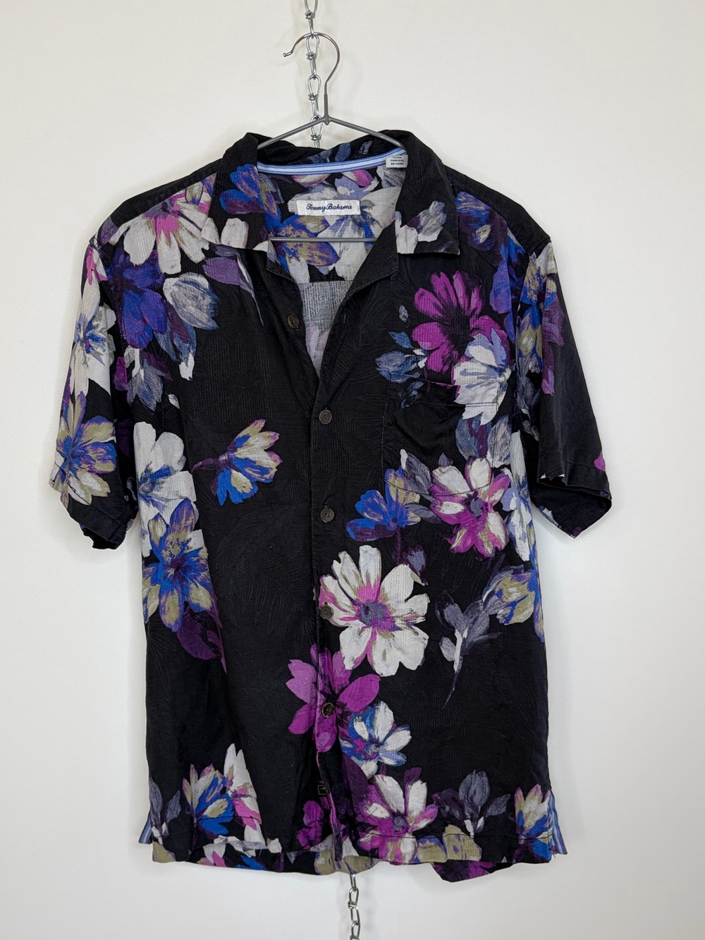 Tommy Bahama Silk Floral Short-Sleeve Button-Down with Purple & Blue